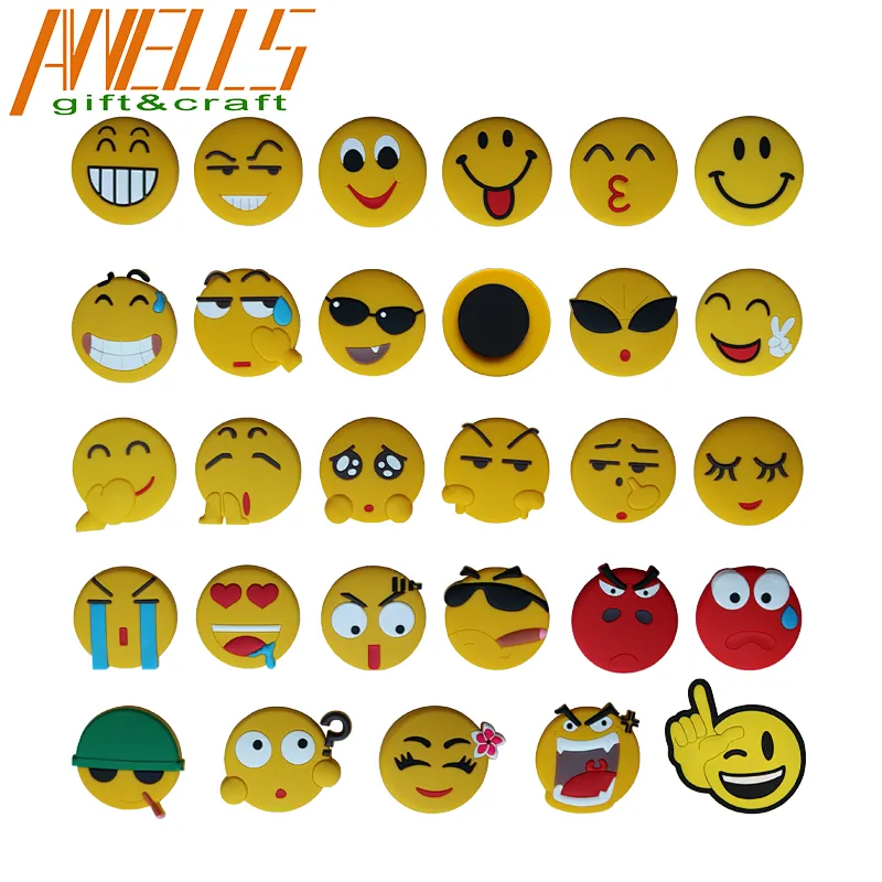 Emoji PVC Refrigerator Magnet Funny Yellow Smile Face Magnet Cute Kitchen Office Locker Magnet Emoji Decorations