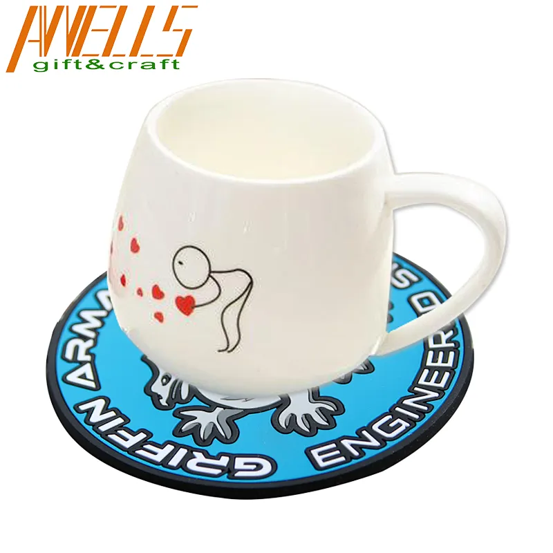 Washable Durable Unbreakable Soft PVC Colorful Designer Coaster Non-Slip Coffee Tea Cup PVC Coaster Silicone Bowl Pad Placemat