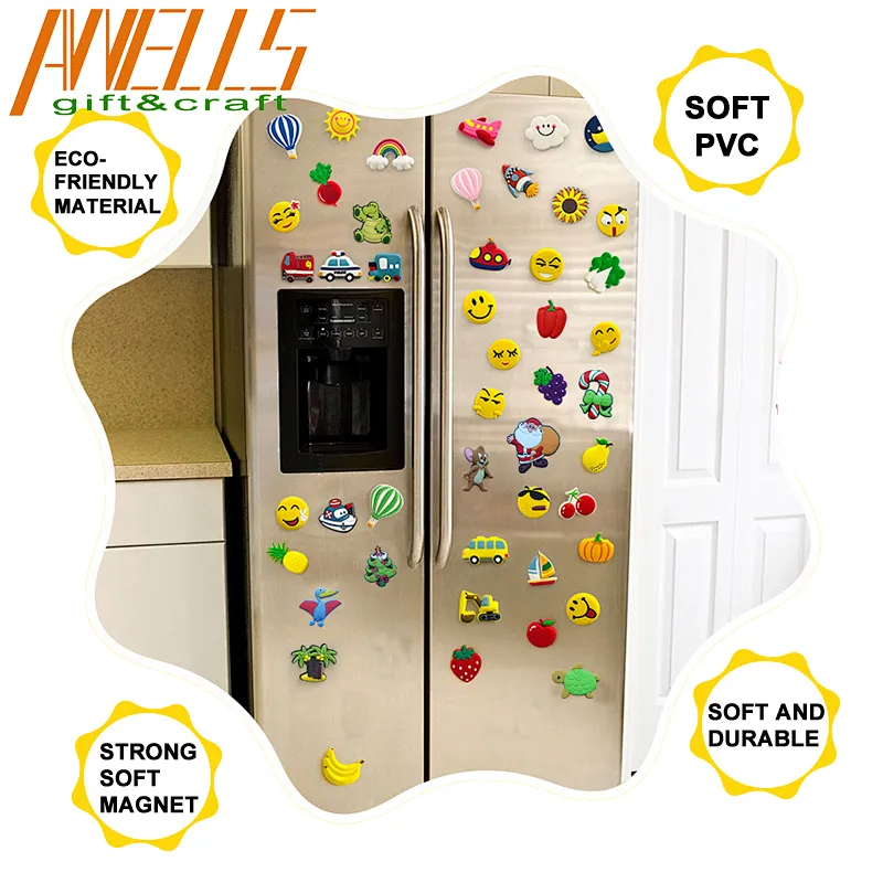 Emoji PVC Refrigerator Magnet Funny Yellow Smile Face Magnet Cute Kitchen Office Locker Magnet Emoji Decorations