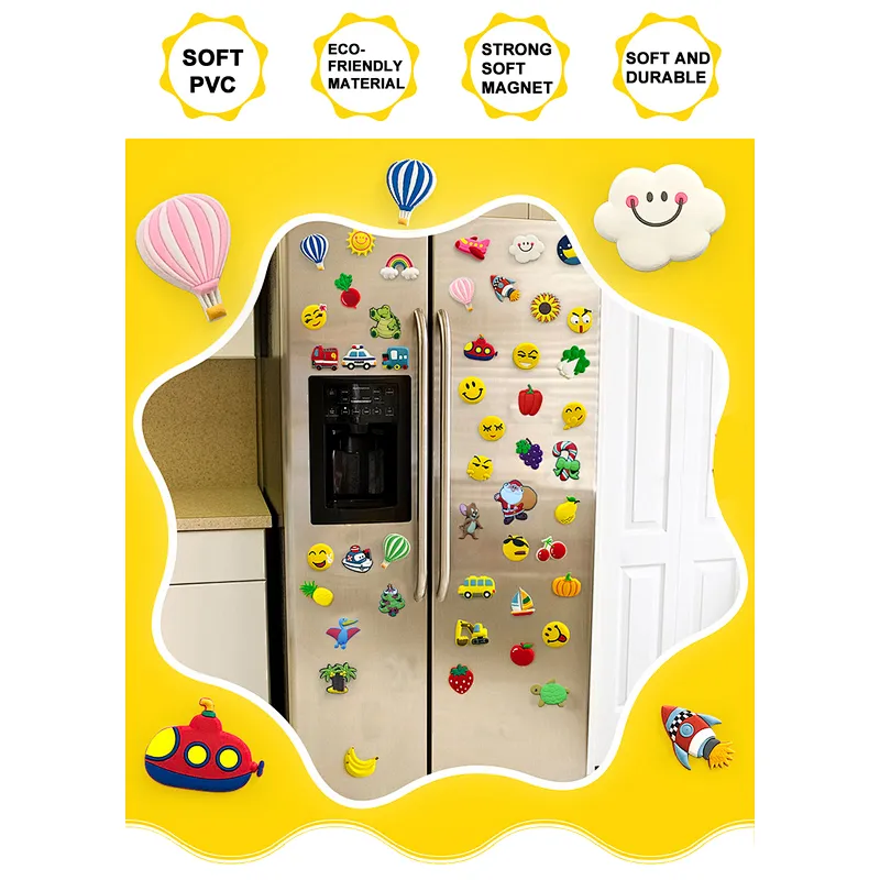 Emoji PVC Refrigerator Magnet Funny Yellow Smile Face Magnet Cute Kitchen Office Locker Magnet Emoji Decorations