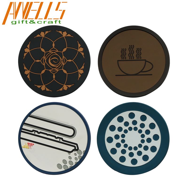 Silicone PVC Drink Coasters For Kids Non-Slip Soft Rubber PVC Material Table Coasters For Housewarming Kitchen Home Drink Coaster