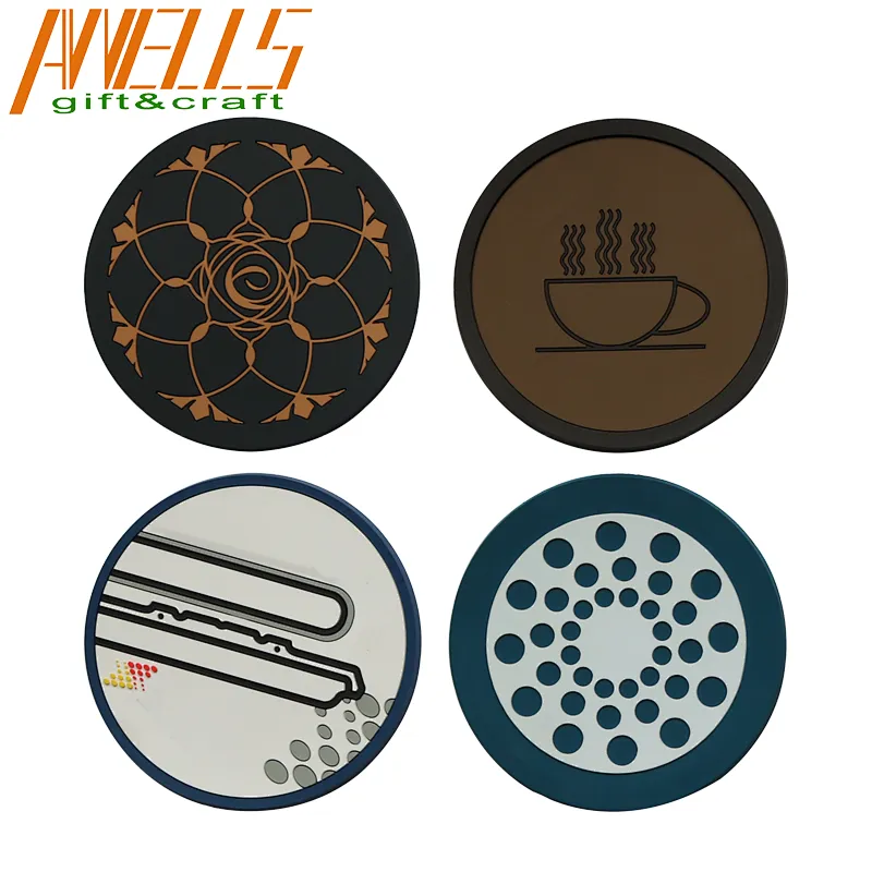 Silicone PVC Drink Coasters For Kids Non-Slip Soft Rubber PVC Material Table Coasters For Housewarming Kitchen Home Drink Coaster