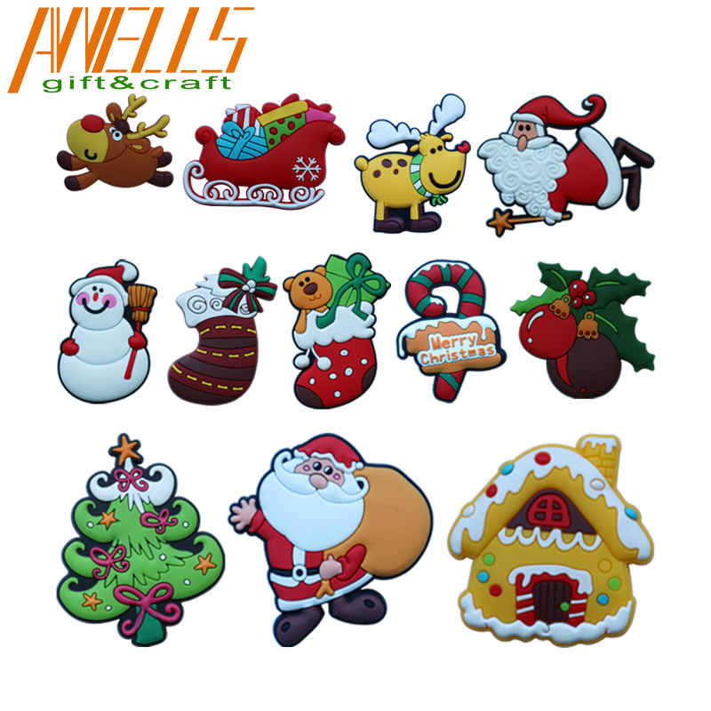 Christmas Soft PVC Fridge Magnet Decoration Accessories Cute Funny Santa Claus Refrigerator Magnet for Home Kitchen Decoration