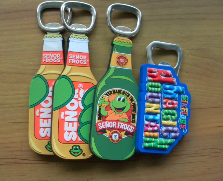 Three Dimensional Bottle Opener With Flexible PVC Rubber Handle Manufactured In Custom Shapes