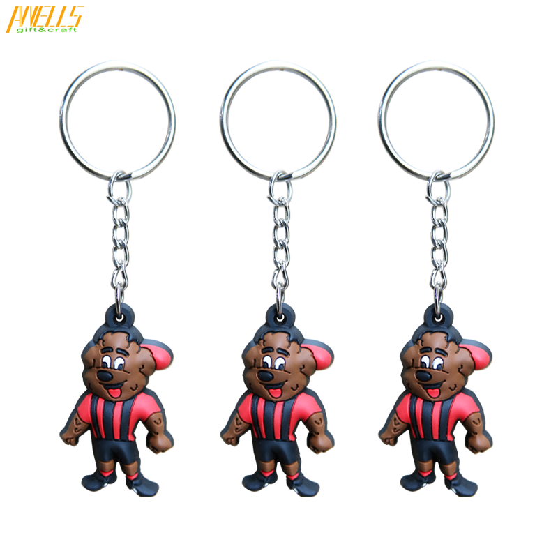 Wholesale Custom 3D Double Sided PVC Rubber Keychain Zip puller Rubber Keychain PVC