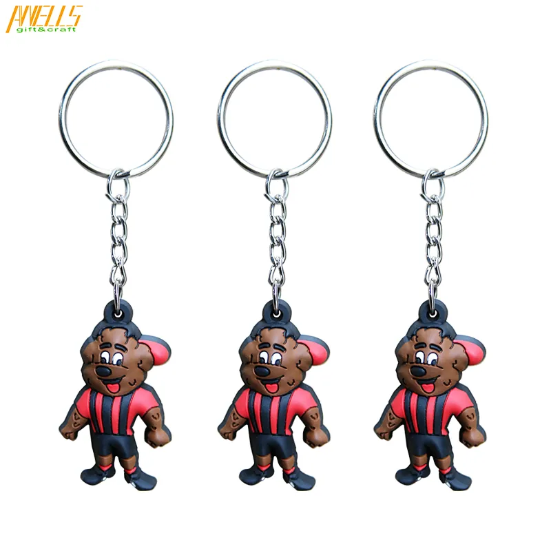 Wholesale Custom 3D Double Sided PVC Rubber Keychain Zip puller Rubber Keychain PVC