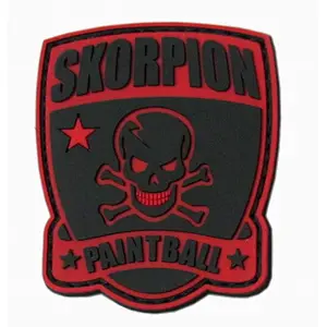 OEM Factory Skull Logo Hook And Loop Backing Soft Rubber PVC Labels