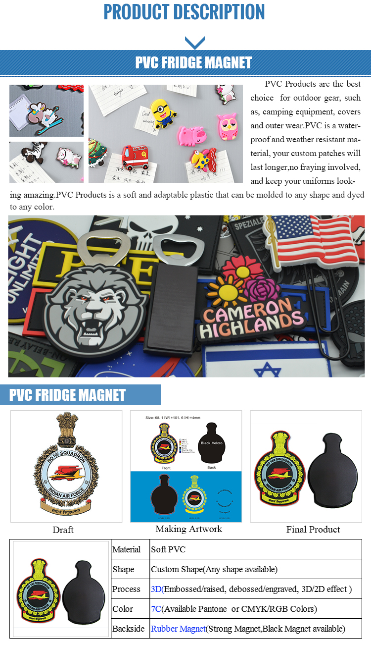 2d pvc fridge magnet