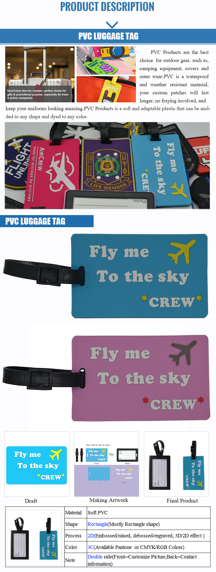 plastic travel luggage tag