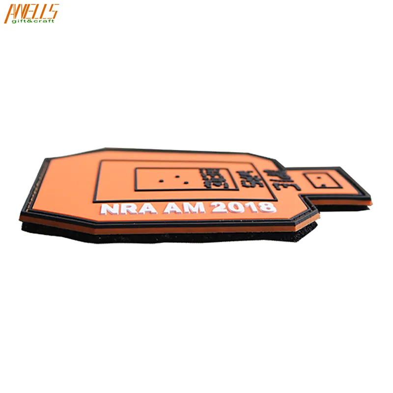 Factory Price Morale Sew On Shield Shape Soft  PVC Rubber Patch Velcro Backing