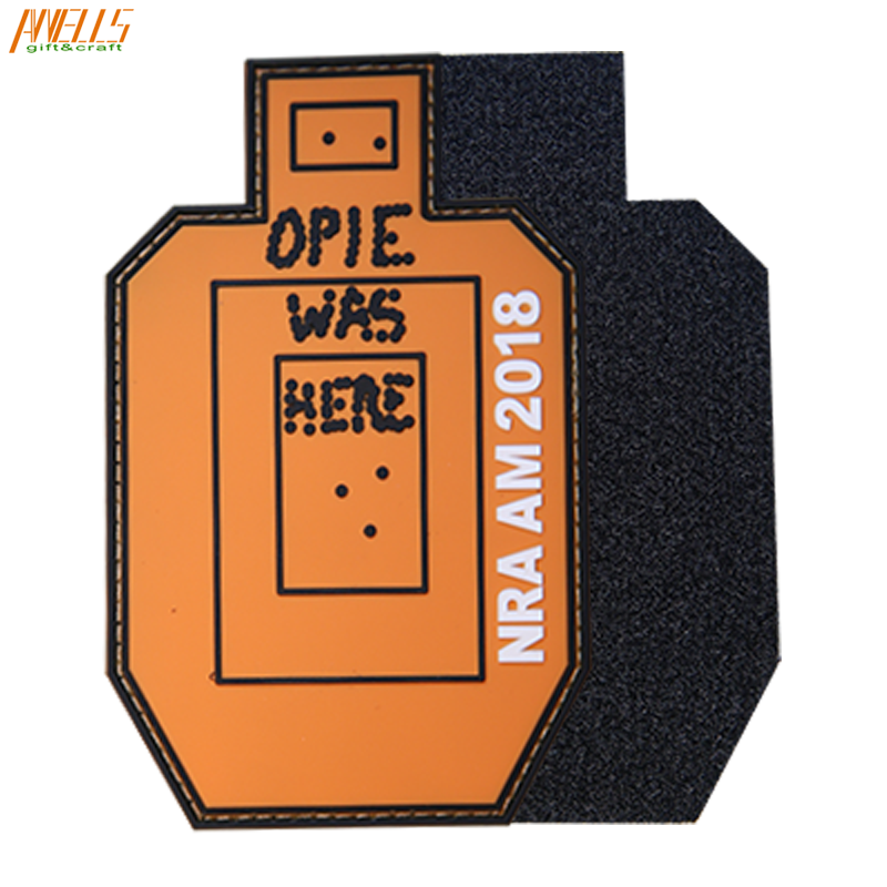 Factory Price Morale Sew On Shield Shape Soft  PVC Rubber Patch Velcro Backing