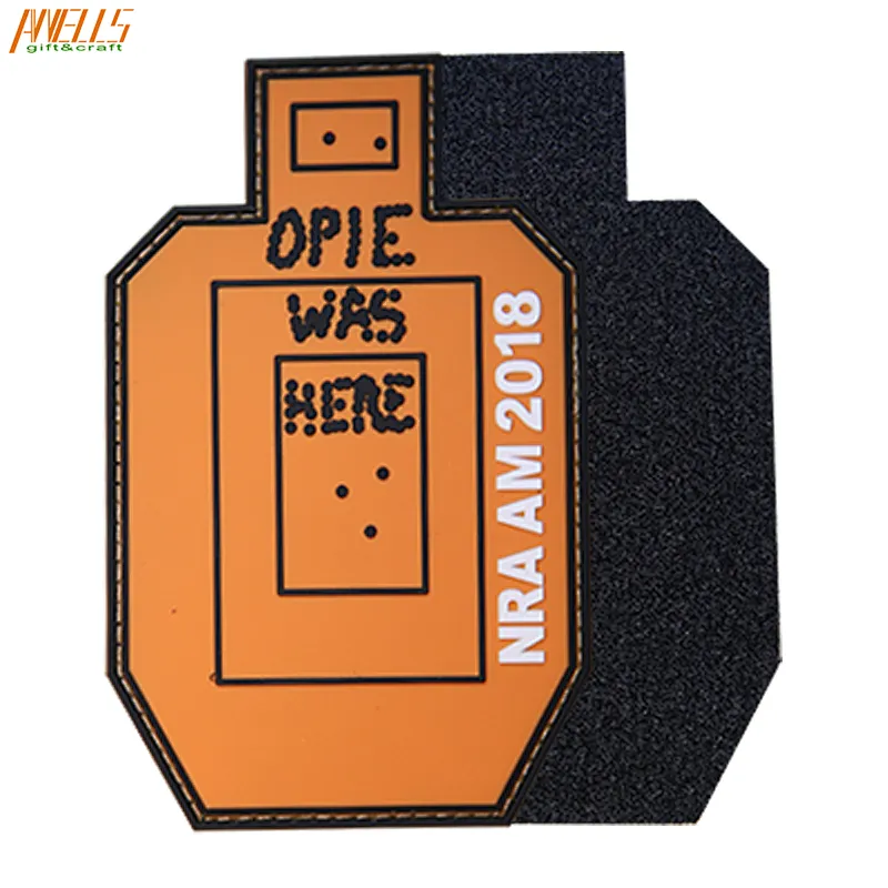 Factory Price Morale Sew On Shield Shape Soft  PVC Rubber Patch Velcro Backing