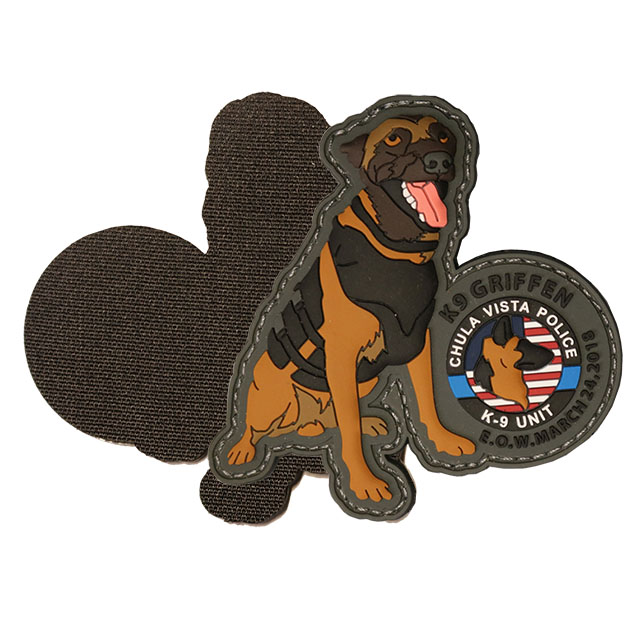 Custom 2D Carton Animal Logo Police Dog Soft Rubber PVC patch
