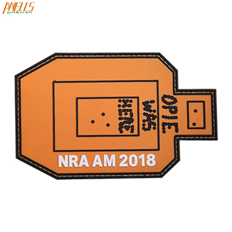 Factory Price Morale Sew On Shield Shape Soft  PVC Rubber Patch Velcro Backing