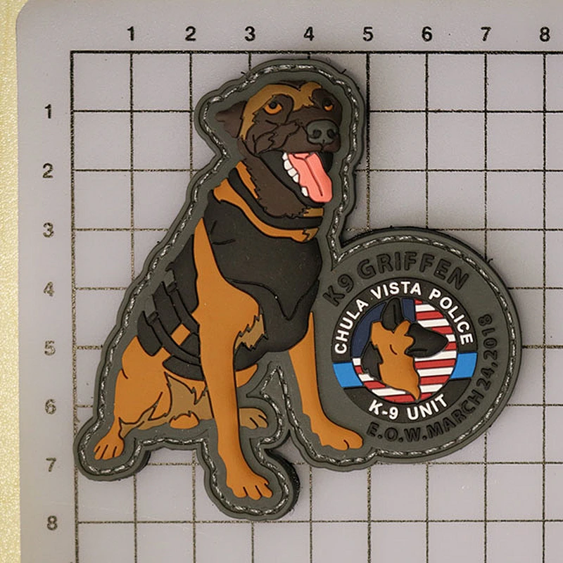 Custom 2D Carton Animal Logo Police Dog Soft Rubber PVC patch