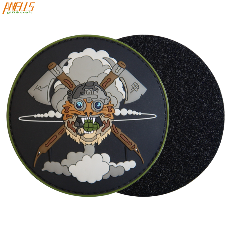 Custom Army PVC Rubber Morale Patch Ghost Skull Hook And Loop Patch