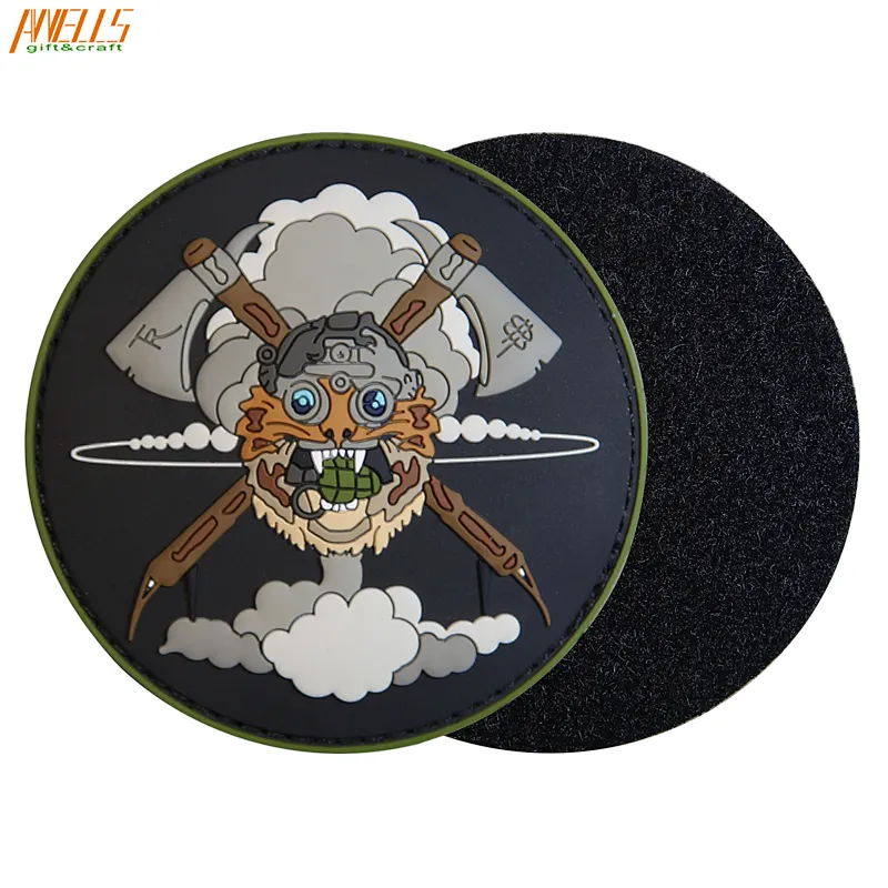 Custom Army PVC Rubber Morale Patch Ghost Skull Hook And Loop Patch