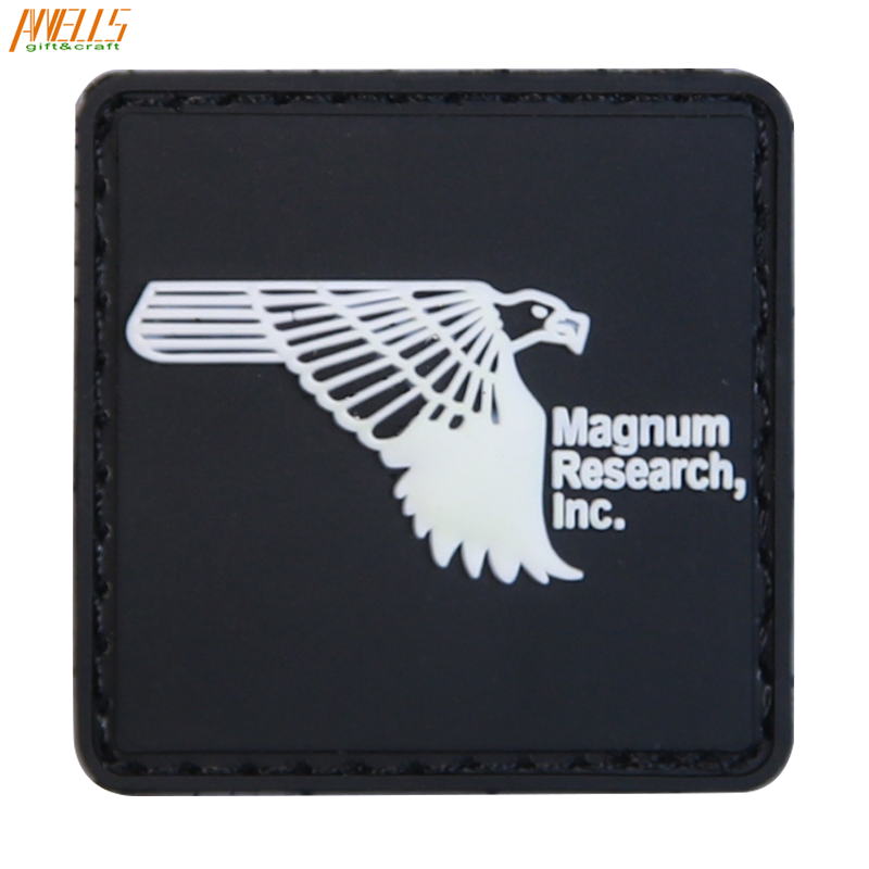 Owl Logo Customized PVC Patch Velcro Backing For Clothes Accessories