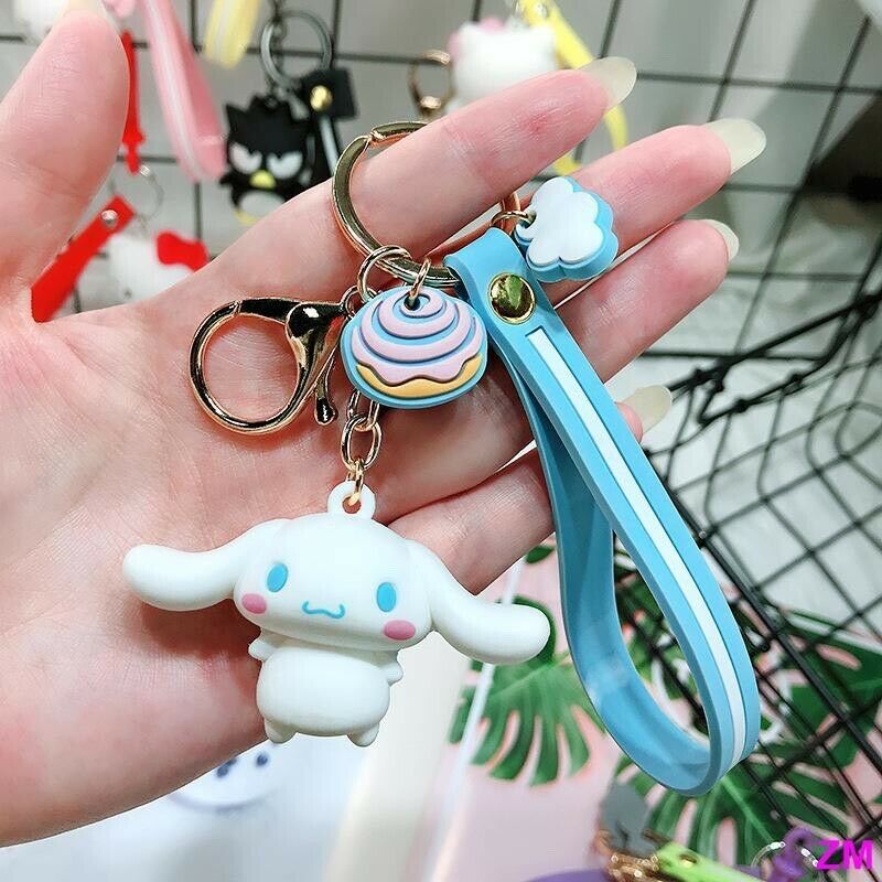 Cute 3D Blue Cinnamoroll Keychain Sanrio Cute Keyring Pendent Lovely Gift