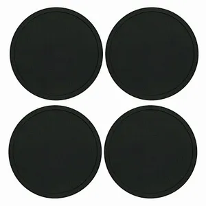 4pc Set Round Black Silicone Coasters Non-slip Cup Mats Pad Drinks Table Glasses