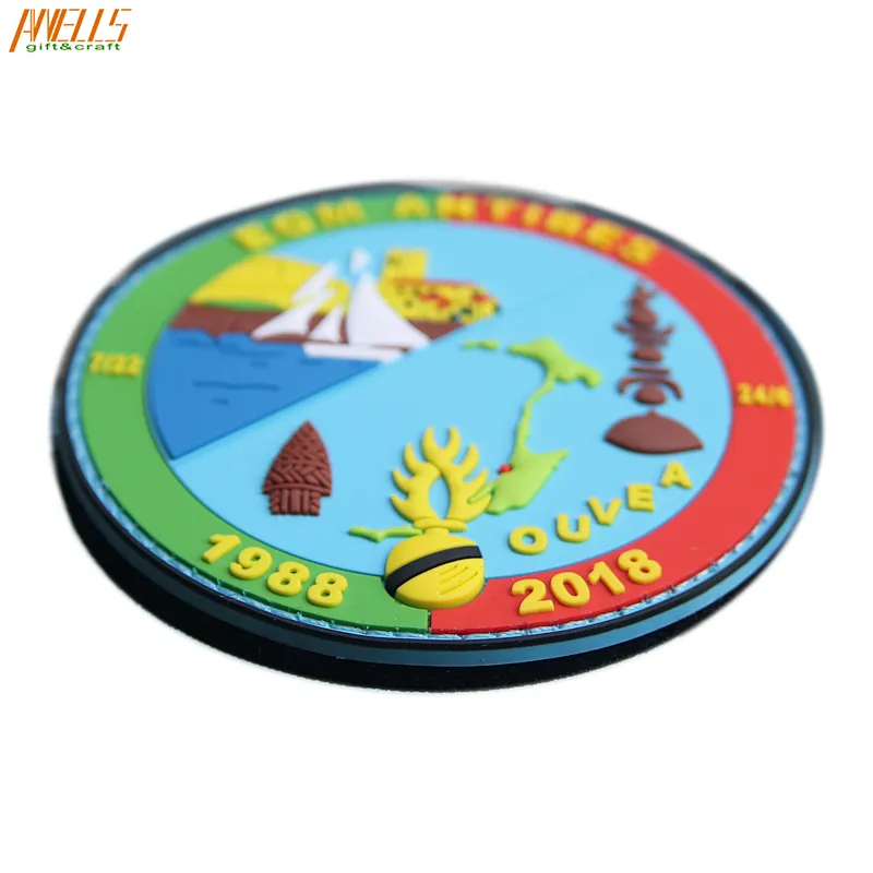 3D Logo Custom PVC Circle Patch With Hook And Loop PVC Custom Rubber Patches For Clothing