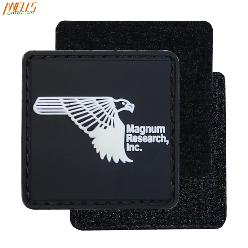 Owl Logo Customized PVC Patch Velcro Backing For Clothes Accessories