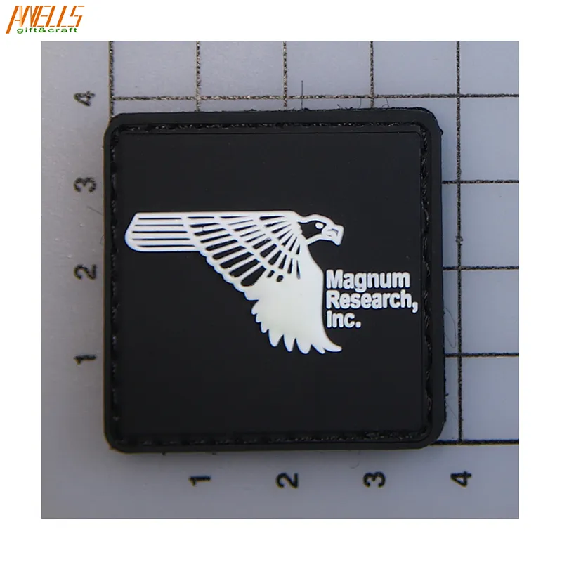 Owl Logo Customized PVC Patch Velcro Backing For Clothes Accessories