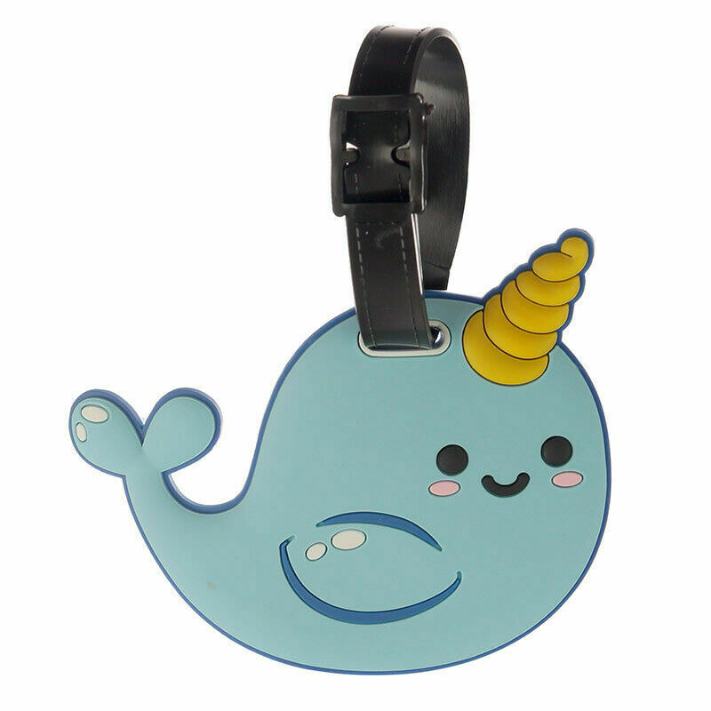 PVC Cute Narwhal Luggage Tag Holidays Case Suitcase Identifier