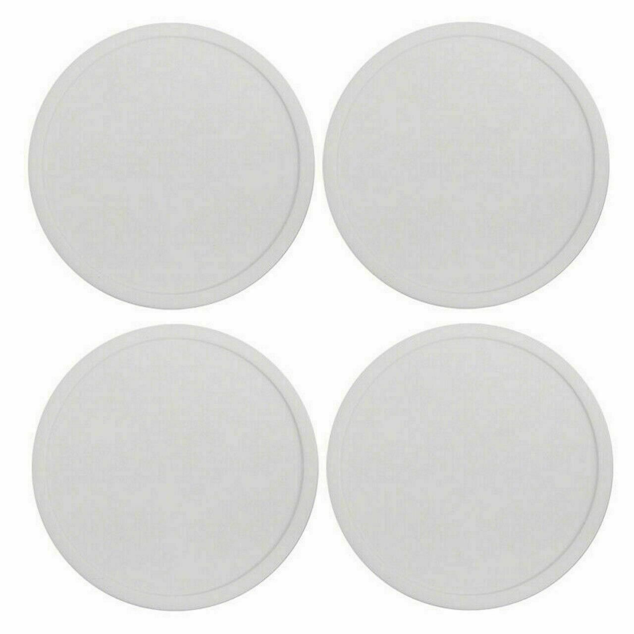 4pc Set Round White Silicone Coasters Non-slip Cup Mats Pad Drinks Table Glasses