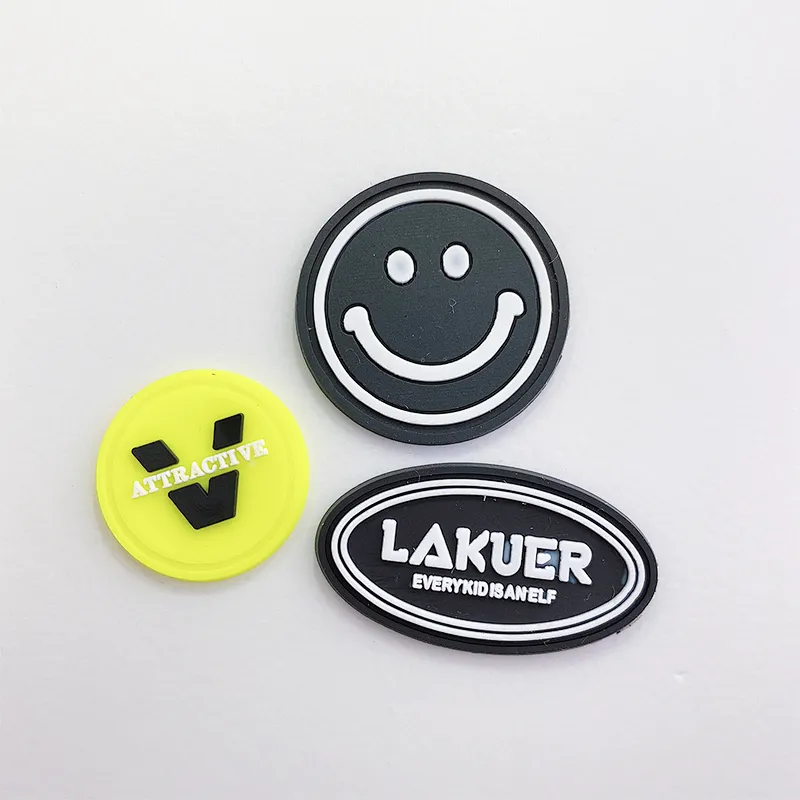 smile face custom Rubber pvc Patches custom Logo for Clothing Tag