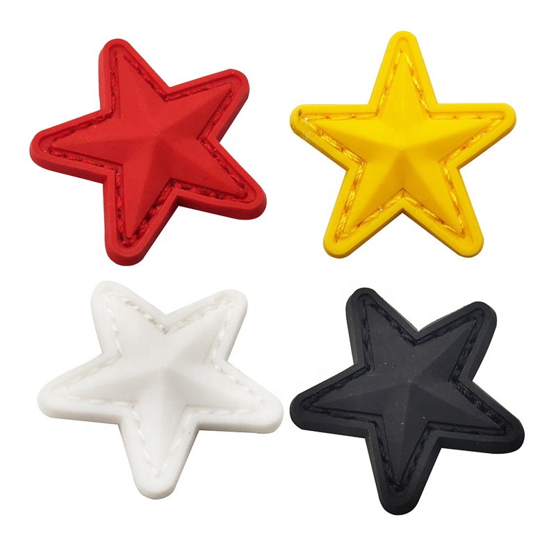 Soft 3d Pvc Label Hot Sale Promotional Gift Cartoon Stars Adhesive Rubber Label Badges Silicone Velcro Patch For Hat