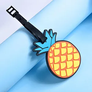Wholesale Custom fruit pineapple funny airplane silicone travel rubber soft pvc luggage tag