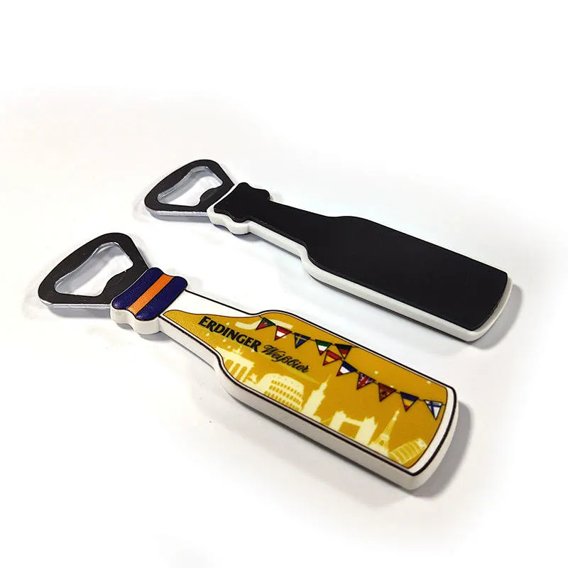 Customized multifunction bottle shape rubber PVC jar beer can fridge magnet bottle opener