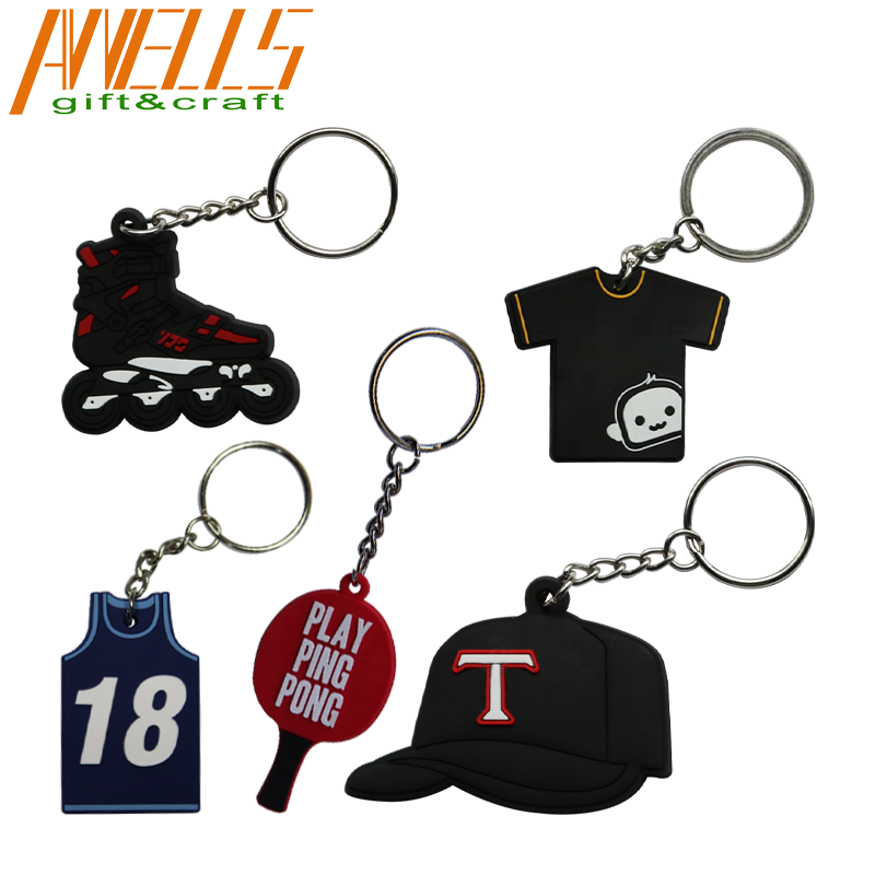Wholesale cheap custom logo promotional rubber keyring resin personalized 2d 3d custom pvc keychain