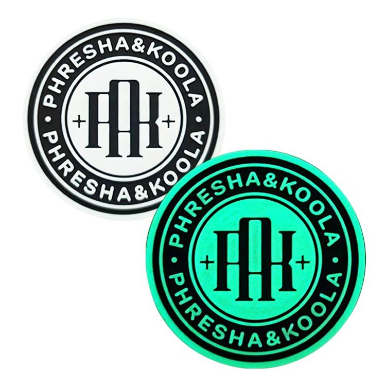 Soft Silicone Luminous Patch Sew on Label Embossed Fluorescent PVC Rubber Patch