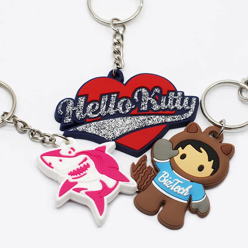 3D Cartoon Cute Doll PVC Keychain custom shaped soft rubber pvc keychain with your logo name