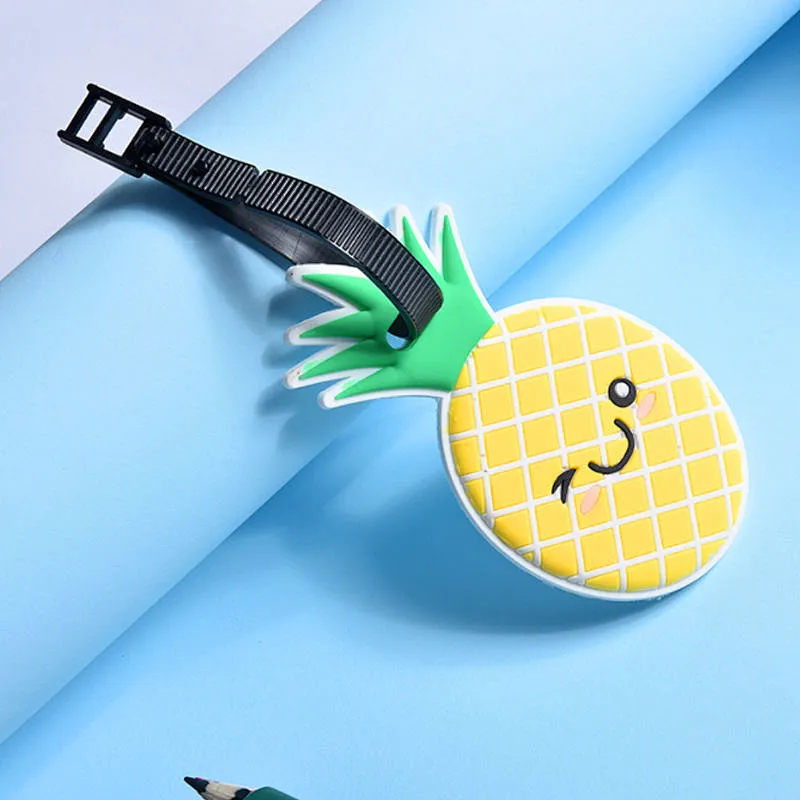 Wholesale Custom fruit pineapple funny airplane silicone travel rubber soft pvc luggage tag