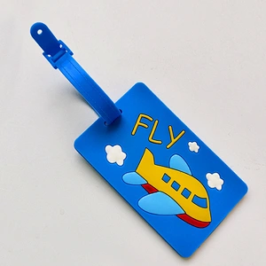Portable Blue plane Soft PVC Luggage Tag