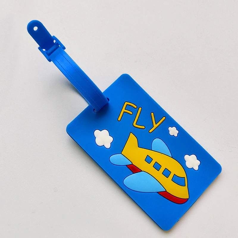 Portable Blue plane Soft PVC Luggage Tag