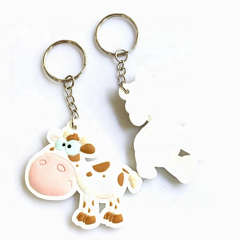 high quality 2D/3D cow shape rubber pvc keychain
