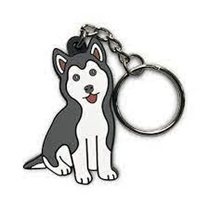 custom key ring make your own husky Puppy Soft PVC rubber cartoon Keychains