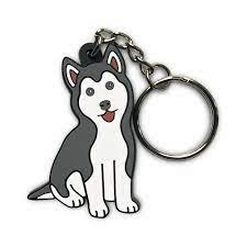 custom key ring make your own husky Puppy Soft PVC rubber cartoon Keychains