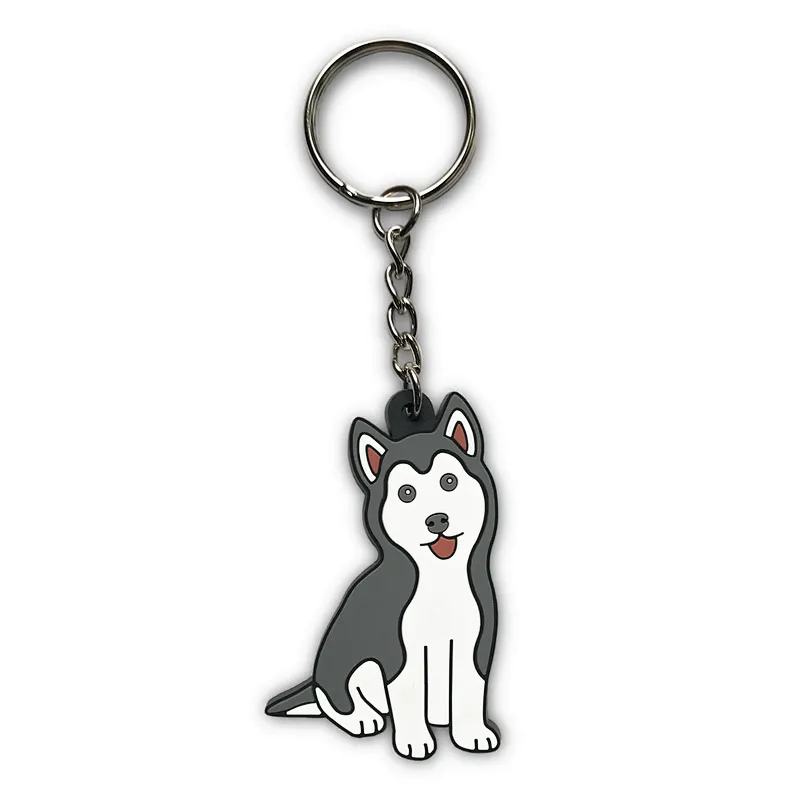 custom key ring make your own husky Puppy Soft PVC rubber cartoon Keychains