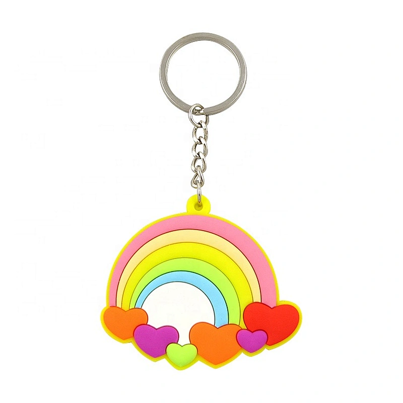 Custom PVC Keyring Rainbow Rubber Keychain