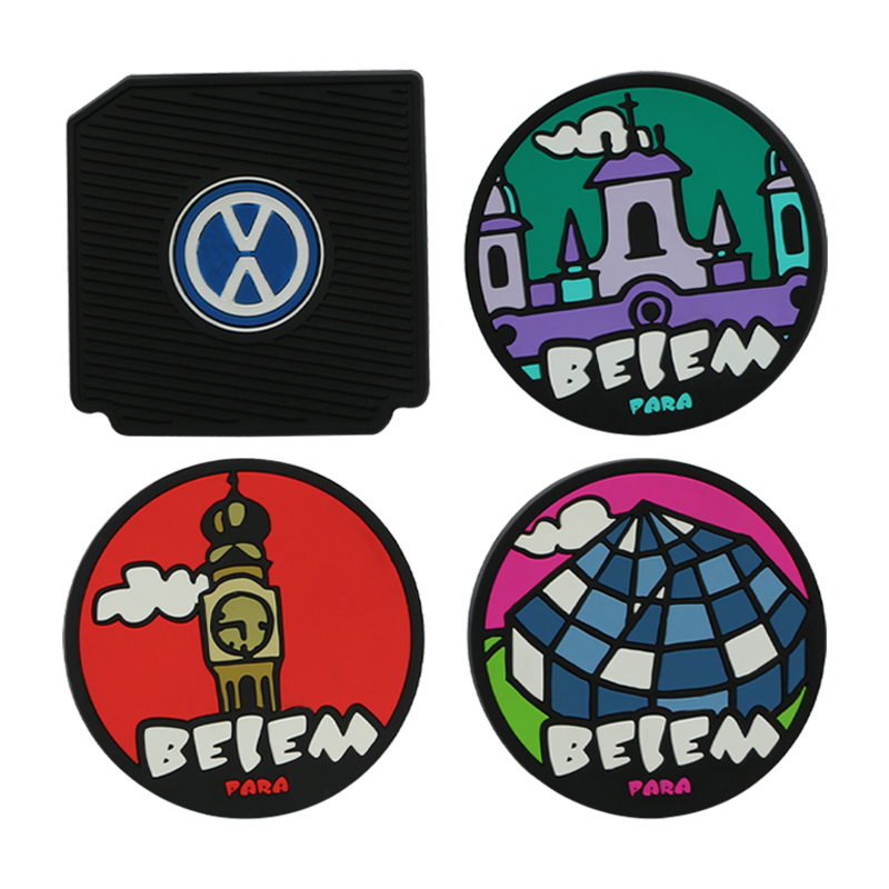 Cheap 3D custom logo plastic silicone mat soft pvc rubber cup coasters for drinks
