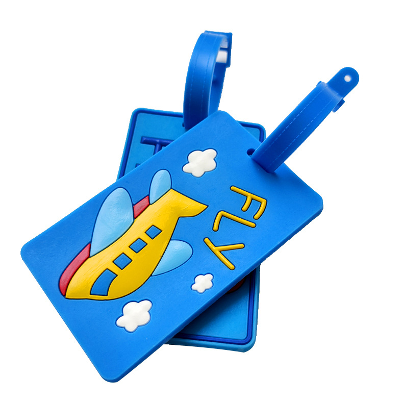 Portable Blue plane Soft PVC Luggage Tag