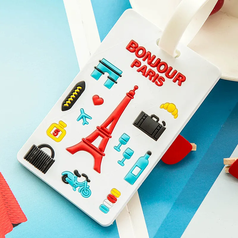 custom embossed logo rubber airplane luggage tag for travel
