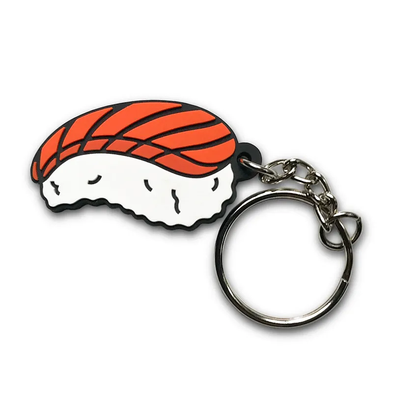 custom deisgn salmon Sushi 2D PVC Keychain