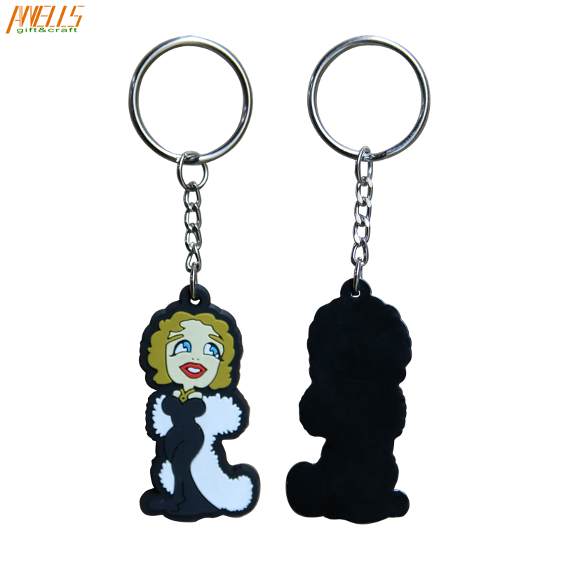 Promotional New Design Customized Creative Queen Angel Girl Logo 3D Soft PVC Rubber Keychains for Gifts