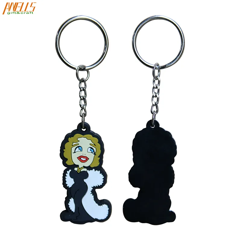 Promotional New Design Customized Creative Queen Angel Girl Logo 3D Soft PVC Rubber Keychains for Gifts